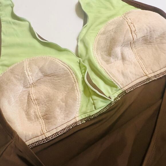 Inches Off Brown Two Piece Skirt Top Swim Size 18 W - Picture 4 of 7